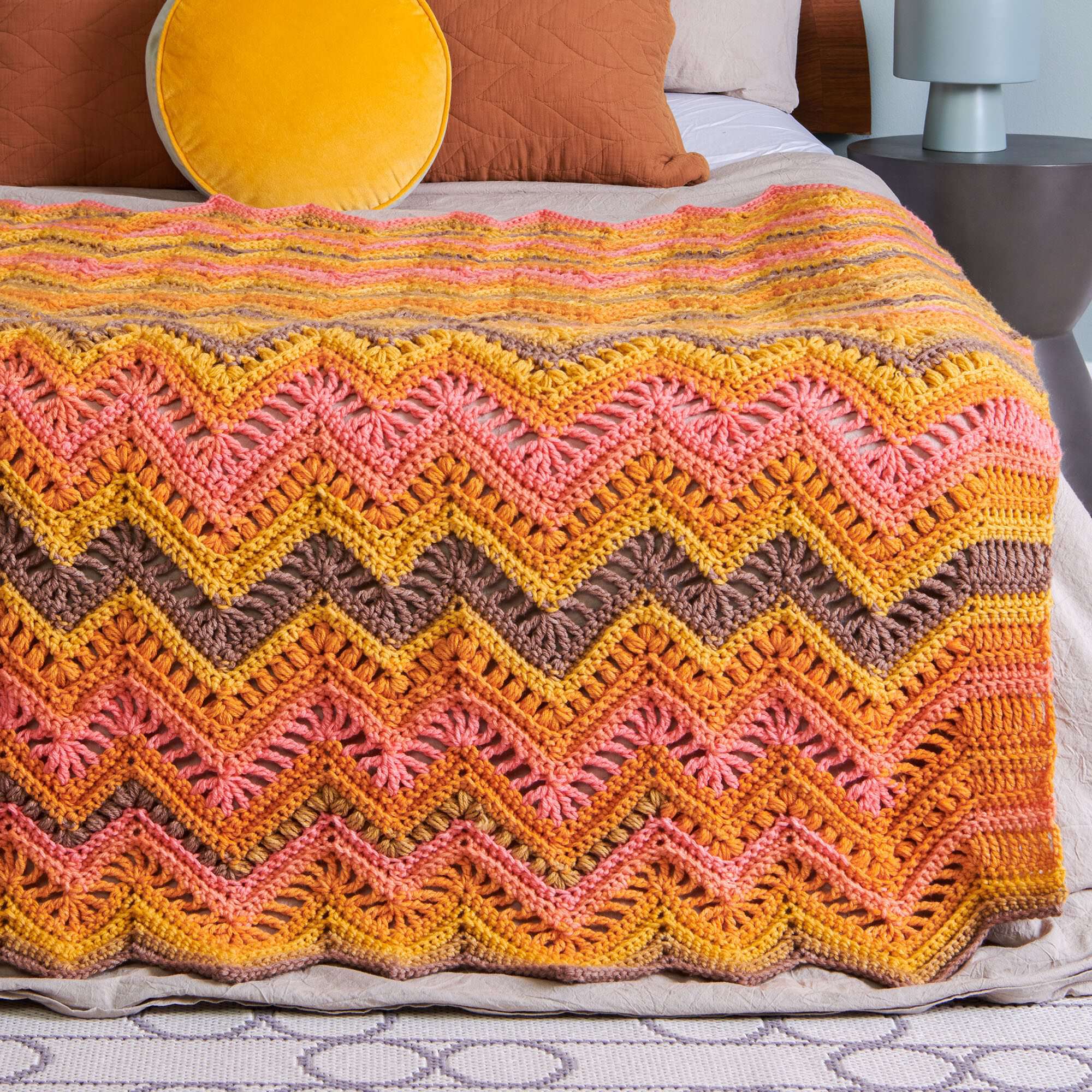 Caron Crochet Rocky Ripples Blanket Pattern